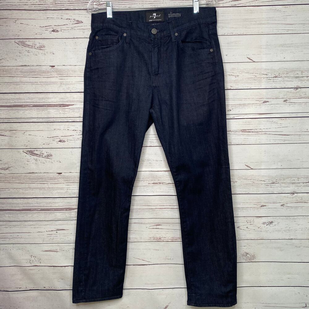 7 For All Mankind Men's Luxe Performance Slimmy Dark Indigo Blue Jeans Size 32